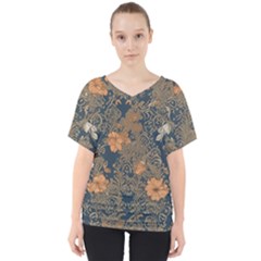 Seamless Pattern Patterns Leaves Vintage V-neck Dolman Drape Top