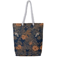 Seamless Pattern Patterns Leaves Vintage Full Print Rope Handle Tote (small)