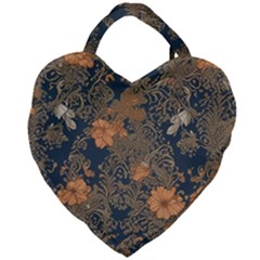 Seamless Pattern Patterns Leaves Vintage Giant Heart Shaped Tote