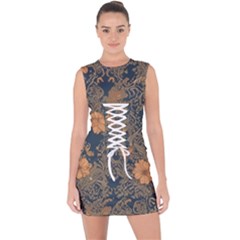 Seamless Pattern Patterns Leaves Vintage Lace Up Front Bodycon Dress