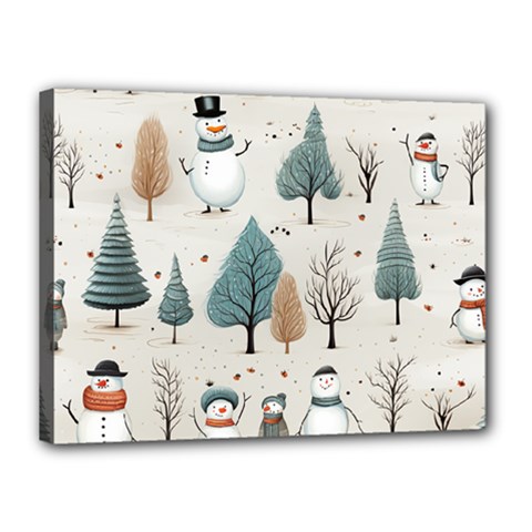 Snowman Snow Christmas Canvas 16  X 12  (stretched)