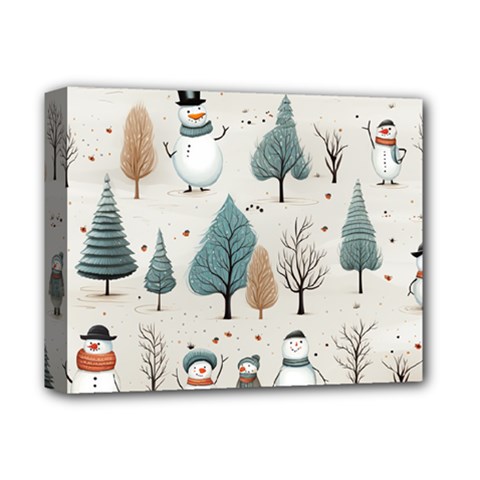 Snowman Snow Christmas Deluxe Canvas 14  X 11  (stretched)