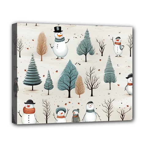 Snowman Snow Christmas Deluxe Canvas 20  X 16  (stretched)