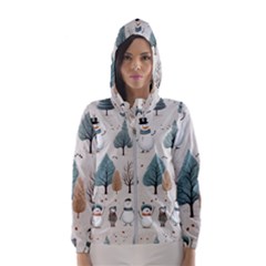 Snowman Snow Christmas Women s Hooded Windbreaker