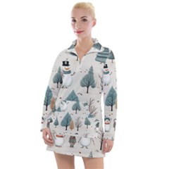 Snowman Snow Christmas Women s Long Sleeve Casual Dress