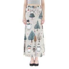 Snowman Snow Christmas Full Length Maxi Skirt