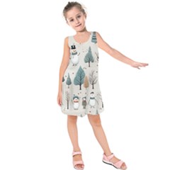 Snowman Snow Christmas Kids  Sleeveless Dress