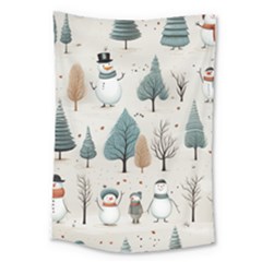 Snowman Snow Christmas Large Tapestry