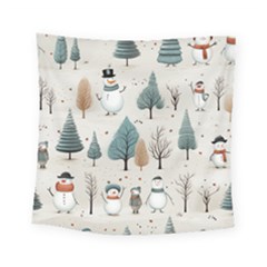 Snowman Snow Christmas Square Tapestry (small)