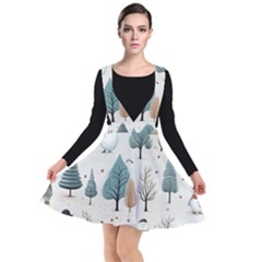 Snowman Snow Christmas Plunge Pinafore Dress