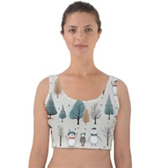 Snowman Snow Christmas Velvet Crop Top