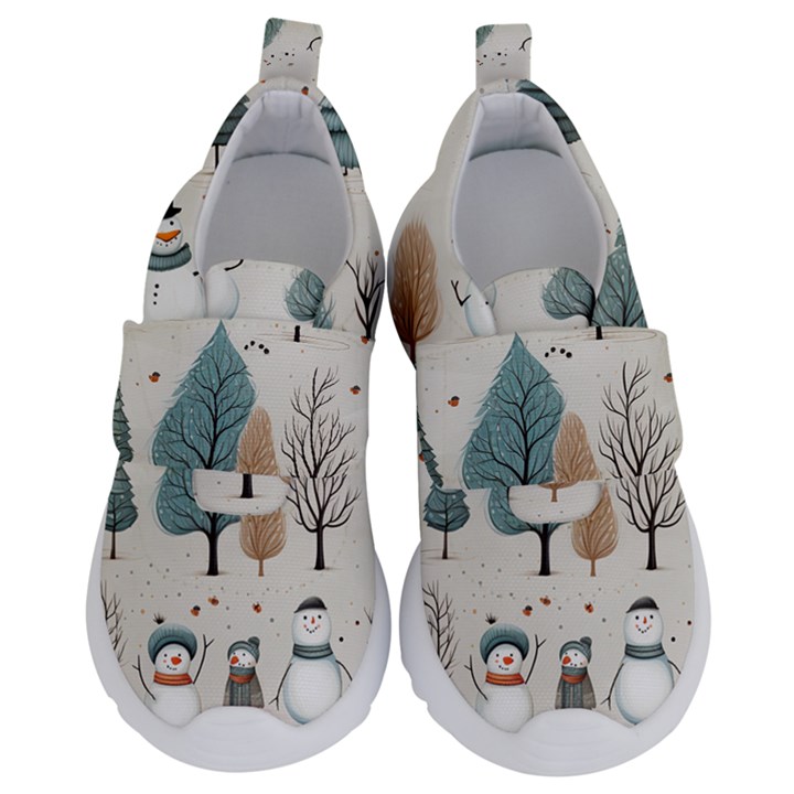 Snowman Snow Christmas Kids  Velcro No Lace Shoes