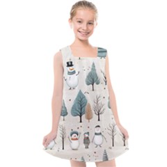 Snowman Snow Christmas Kids  Cross Back Dress