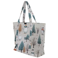 Snowman Snow Christmas Zip Up Canvas Bag