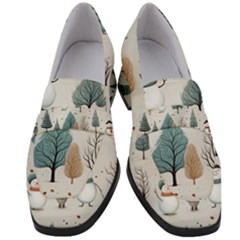 Snowman Snow Christmas Women s Chunky Heel Loafers