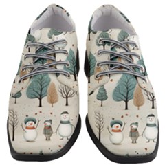 Snowman Snow Christmas Women Heeled Oxford Shoes