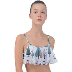 Snowman Snow Christmas Frill Bikini Top