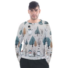 Snowman Snow Christmas Men s Long Sleeve Raglan T-shirt