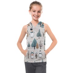 Snowman Snow Christmas Kids  Sleeveless Hoodie