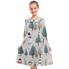 Snowman Snow Christmas Kids  Midi Sailor Dress