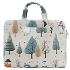 Snowman Snow Christmas Macbook Pro 13  Double Pocket Laptop Bag