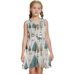 Snowman Snow Christmas Kids  Sleeveless Tiered Mini Dress