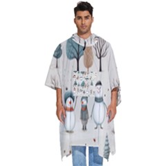 Snowman Snow Christmas Men s Hooded Rain Ponchos