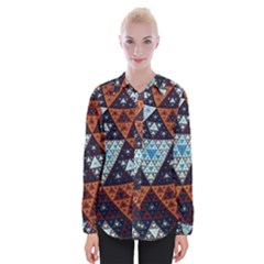 Fractal Triangle Geometric Abstract Pattern Womens Long Sleeve Shirt