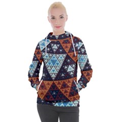 Fractal Triangle Geometric Abstract Pattern Women s Hooded Pullover