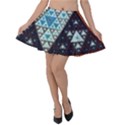 Fractal Triangle Geometric Abstract Pattern Velvet Skater Skirt View1