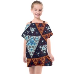 Fractal Triangle Geometric Abstract Pattern Kids  One Piece Chiffon Dress by Cemarart