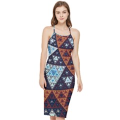 Fractal Triangle Geometric Abstract Pattern Bodycon Cross Back Summer Dress