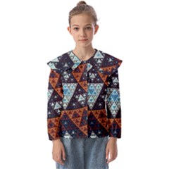 Fractal Triangle Geometric Abstract Pattern Kids  Peter Pan Collar Blouse