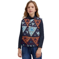 Fractal Triangle Geometric Abstract Pattern Kid s Button Up Puffer Vest	