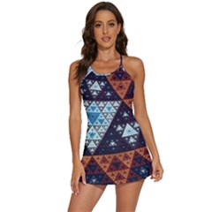 Fractal Triangle Geometric Abstract Pattern 2-in-1 Flare Activity Dress by Cemarart