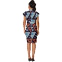 Fractal Triangle Geometric Abstract Pattern Vintage Frill Sleeve V-Neck Bodycon Dress View4