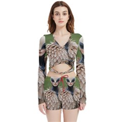 Digital Rebel (14) Velvet Wrap Crop Top And Shorts Set by 1xmerch