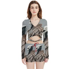 Digital Rebel (18) Velvet Wrap Crop Top And Shorts Set by 1xmerch