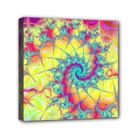 Fractal Spiral Abstract Background Vortex Yellow Mini Canvas 6  X 6  (stretched) by Ket1n9