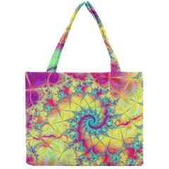 Fractal Spiral Abstract Background Vortex Yellow Mini Tote Bag