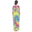 Fractal Spiral Abstract Background Vortex Yellow Short Sleeve Maxi Dress View2