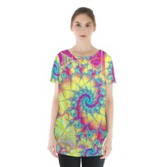 Fractal Spiral Abstract Background Vortex Yellow Skirt Hem Sports Top