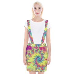 Fractal Spiral Abstract Background Vortex Yellow Braces Suspender Skirt