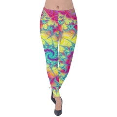 Fractal Spiral Abstract Background Vortex Yellow Velvet Leggings by Ket1n9