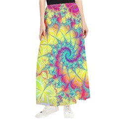 Fractal Spiral Abstract Background Vortex Yellow Maxi Chiffon Skirt by Ket1n9