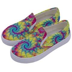 Fractal Spiral Abstract Background Vortex Yellow Kids  Canvas Slip Ons