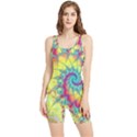 Fractal Spiral Abstract Background Vortex Yellow Women s Wrestling Singlet View1