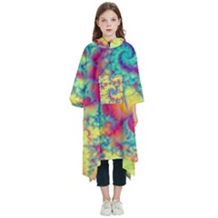 Fractal Spiral Abstract Background Vortex Yellow Kids  Hooded Rain Ponchos by Ket1n9