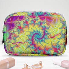 Fractal Spiral Abstract Background Vortex Yellow Make Up Pouch (small) by Ket1n9