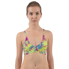 Fractal Spiral Abstract Background Vortex Yellow Wrap Around Bikini Top